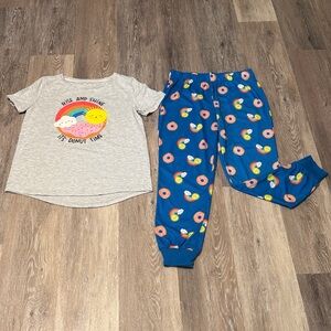 Cat & Jack Girls Pajamas Set- Royal Blue Donut Graphic- Size XL (14-16)